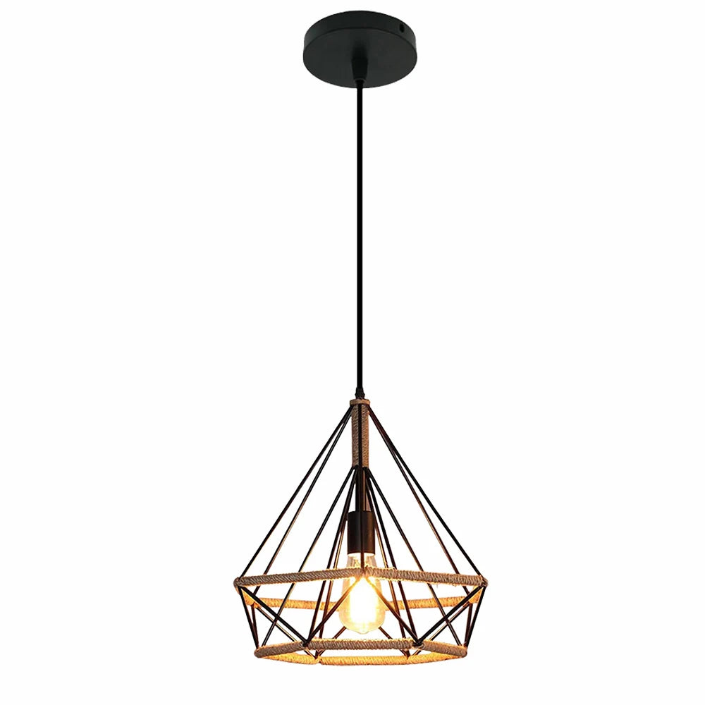 suspension rétro en corde de chanvre et métal vintage