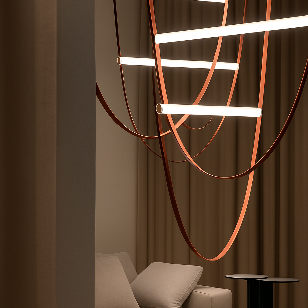 Suspension tubes verre design avec ceinture