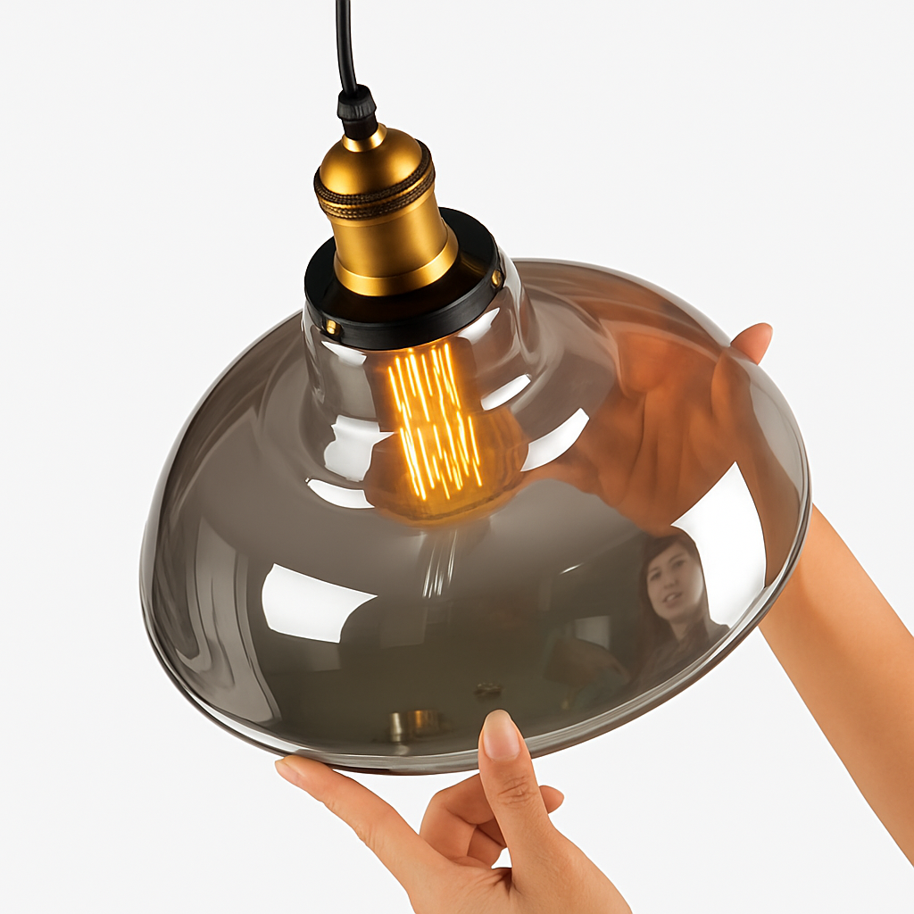suspension vintage nordique en verre industriel pour bar - vue 6 sur 30