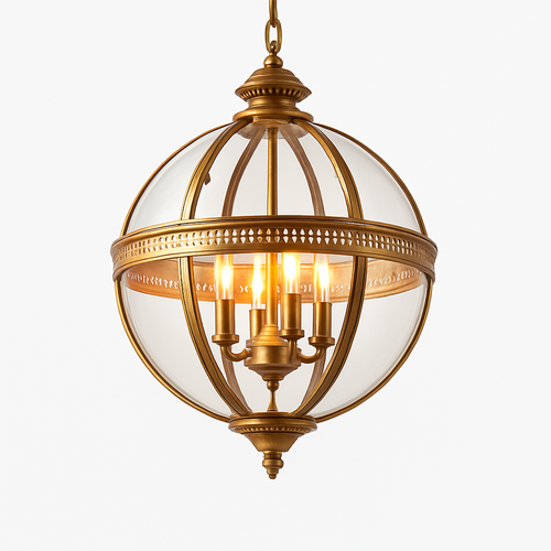 Suspension Vintage Plafonnier Fer Forgé Verre Américain - vue 3 sur 2