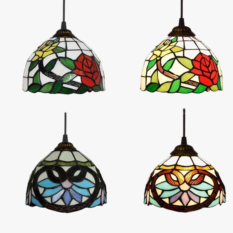 suspension vintage tiffany en verre teinté pour décoration intérieure