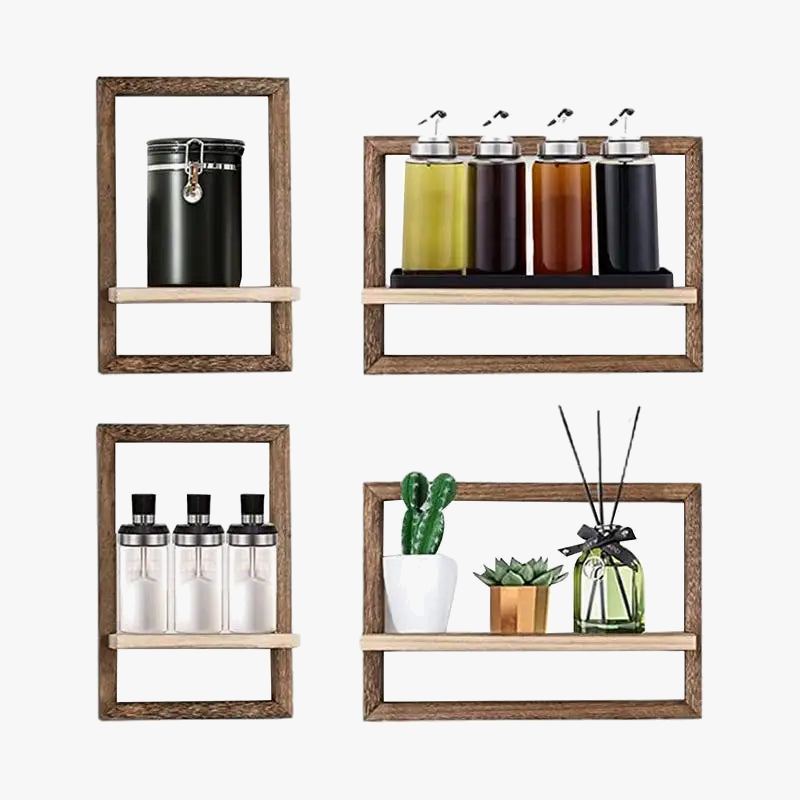 étagère murale flottante en bois design géométrique pour rangement intérieur
