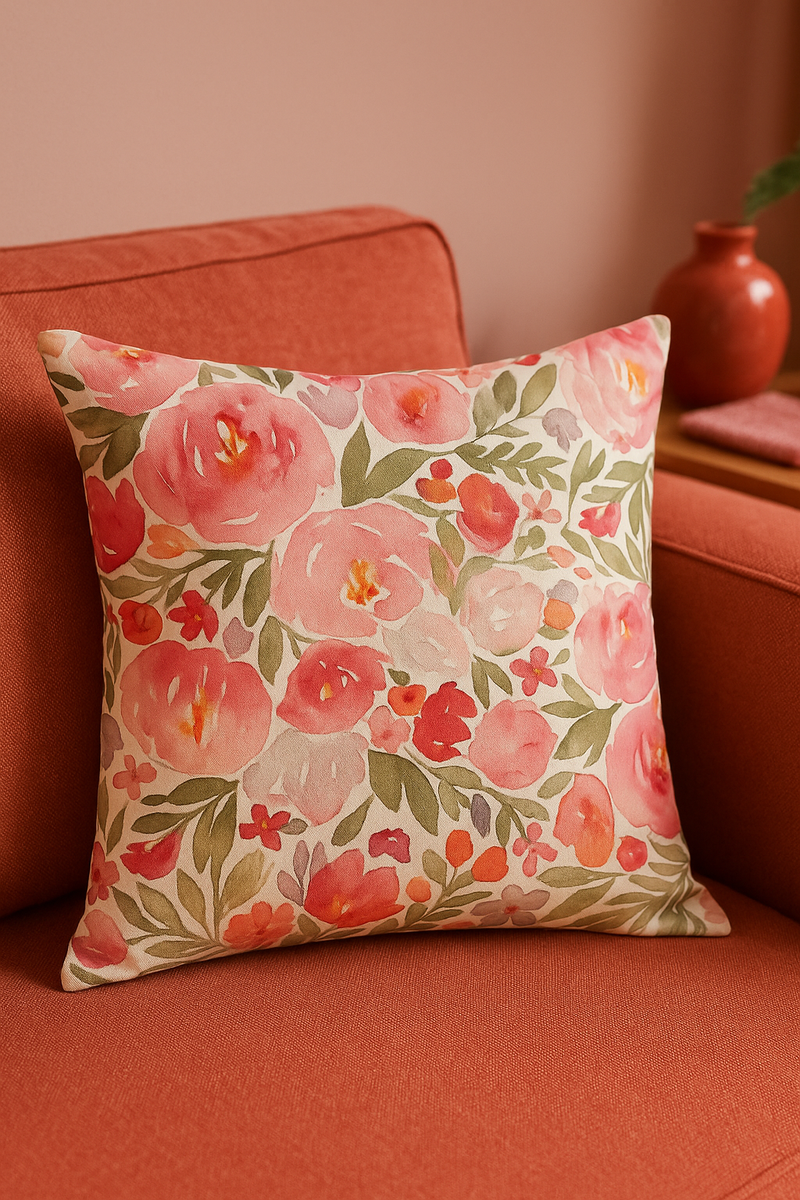 taie d'oreiller carrée à fleurs 45 cm décorative