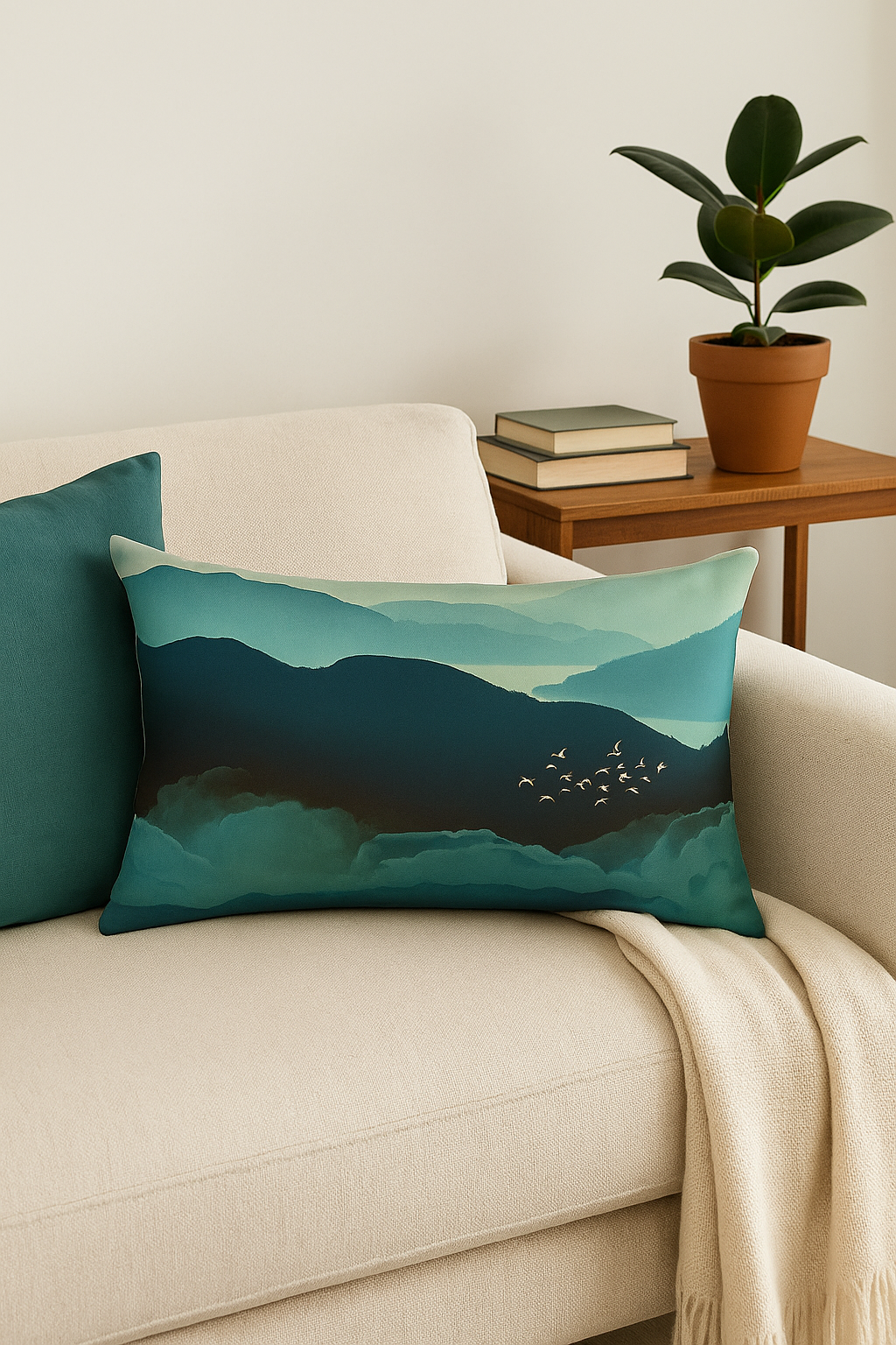 taie d'oreiller rectangulaire en polyester style aquarelle chinois