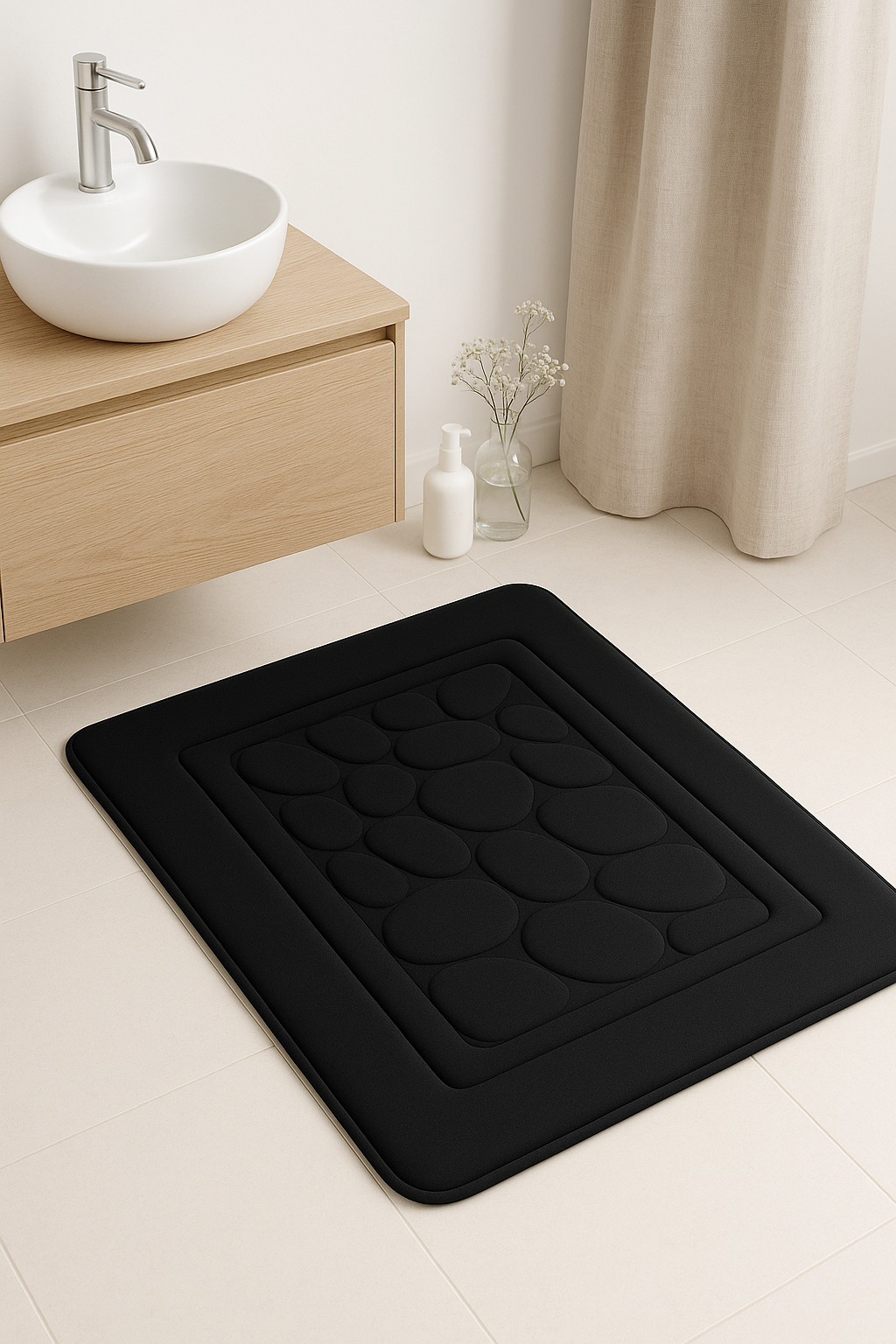 tapis de bain antidérapant absorbant style galets moderne - vue 3 sur 2