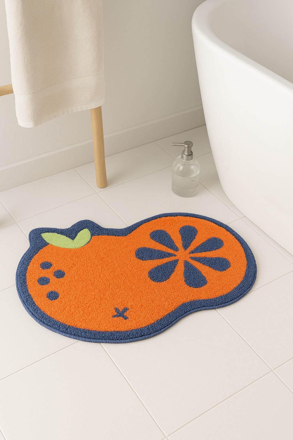Tapis de bain antidérapant motif citron enfant absorbant