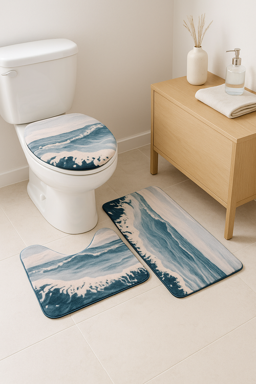 tapis de bain antiderapant motif ocean absorbant moderne - vue 2 sur 2