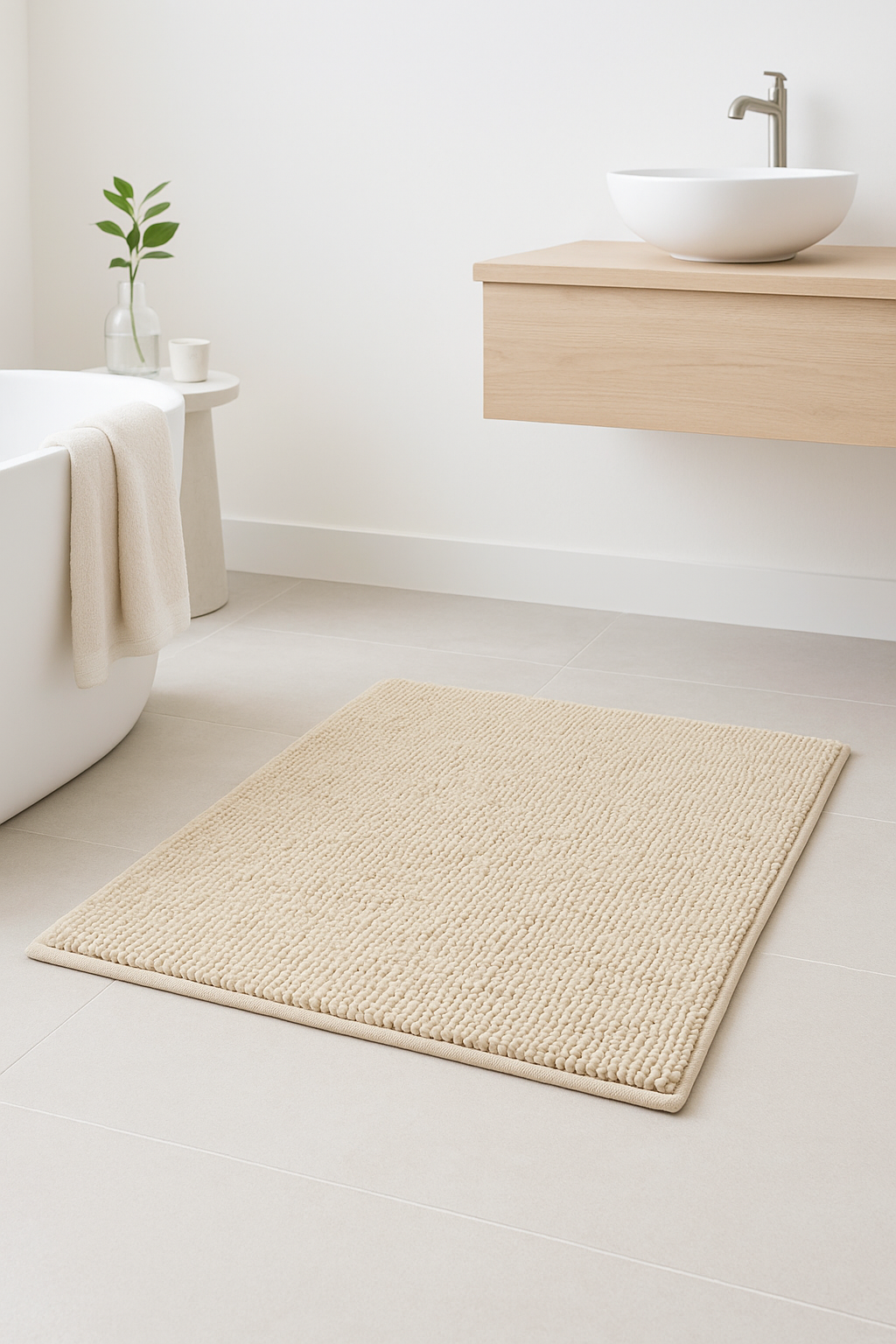 tapis de bain chenille doux absorbant antidérapant moderne