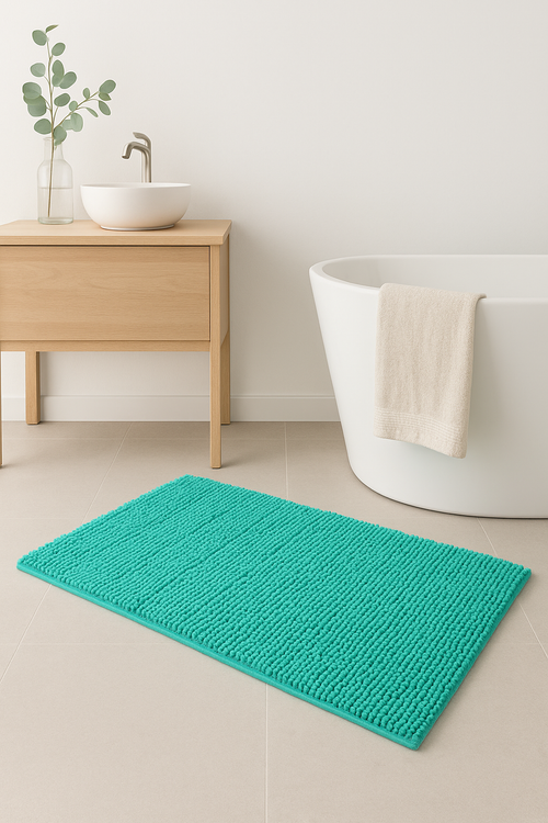Tapis de bain chenille microfibre absorbant antidérapant rayures
