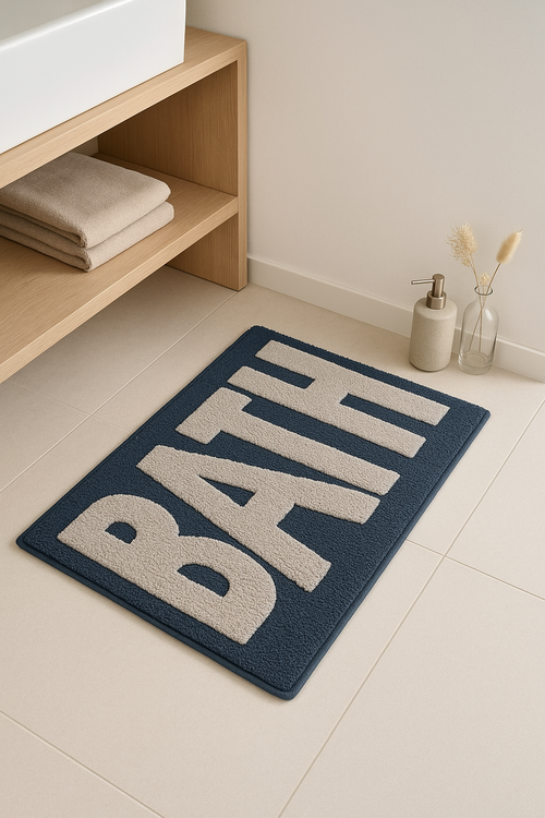 tapis de bain doux absorbant lettres cartoon antiderapant