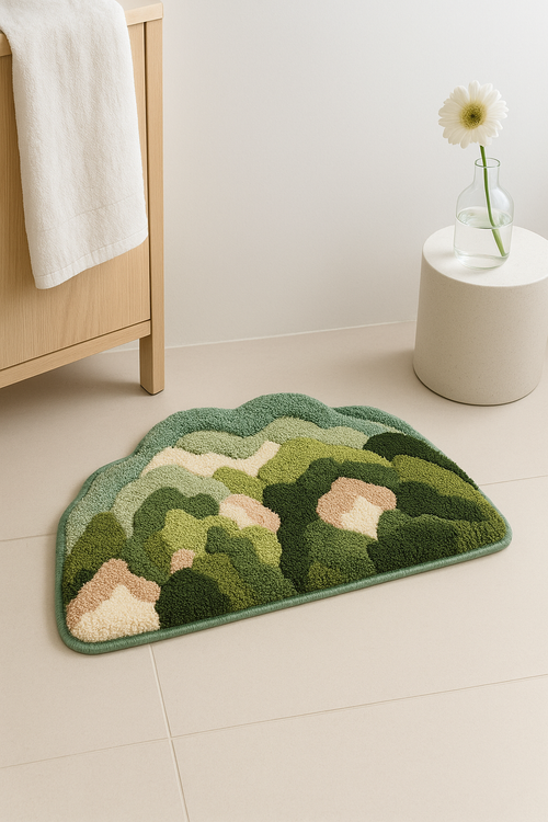 tapis de bain effet mousse floral doux antiderapant - vue 2 sur 2