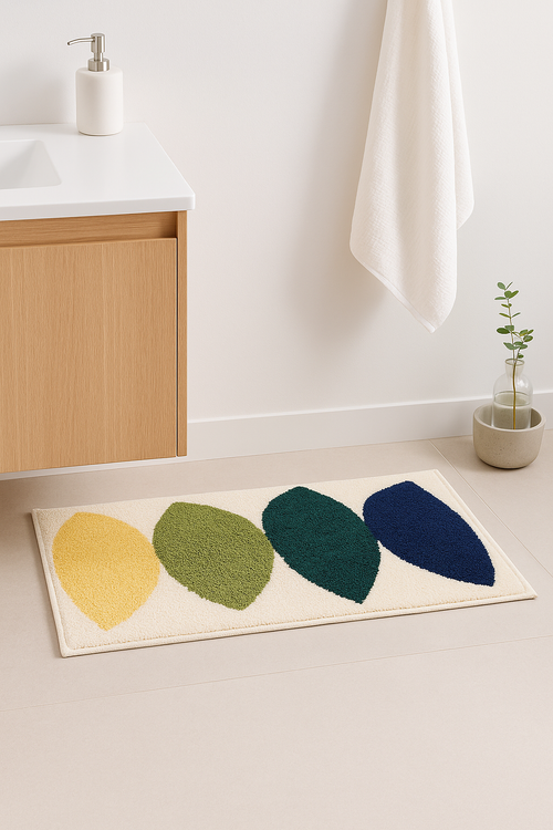 tapis de bain feuilles antiderapant microfibre doux absorbant - vue 2 sur 2