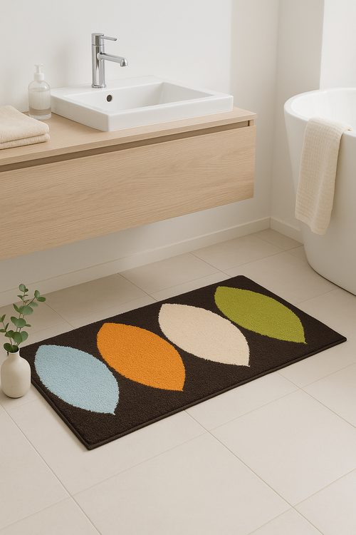 tapis de bain feuilles microfibre antiderapant doux moderne - vue 2 sur 2