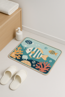 Tapis de bain flanelle imprimé moderne antidérapant doux