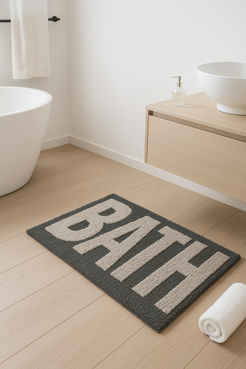 Tapis de bain lettres dessin antiderapant doux absorbant - vue 2 sur 2