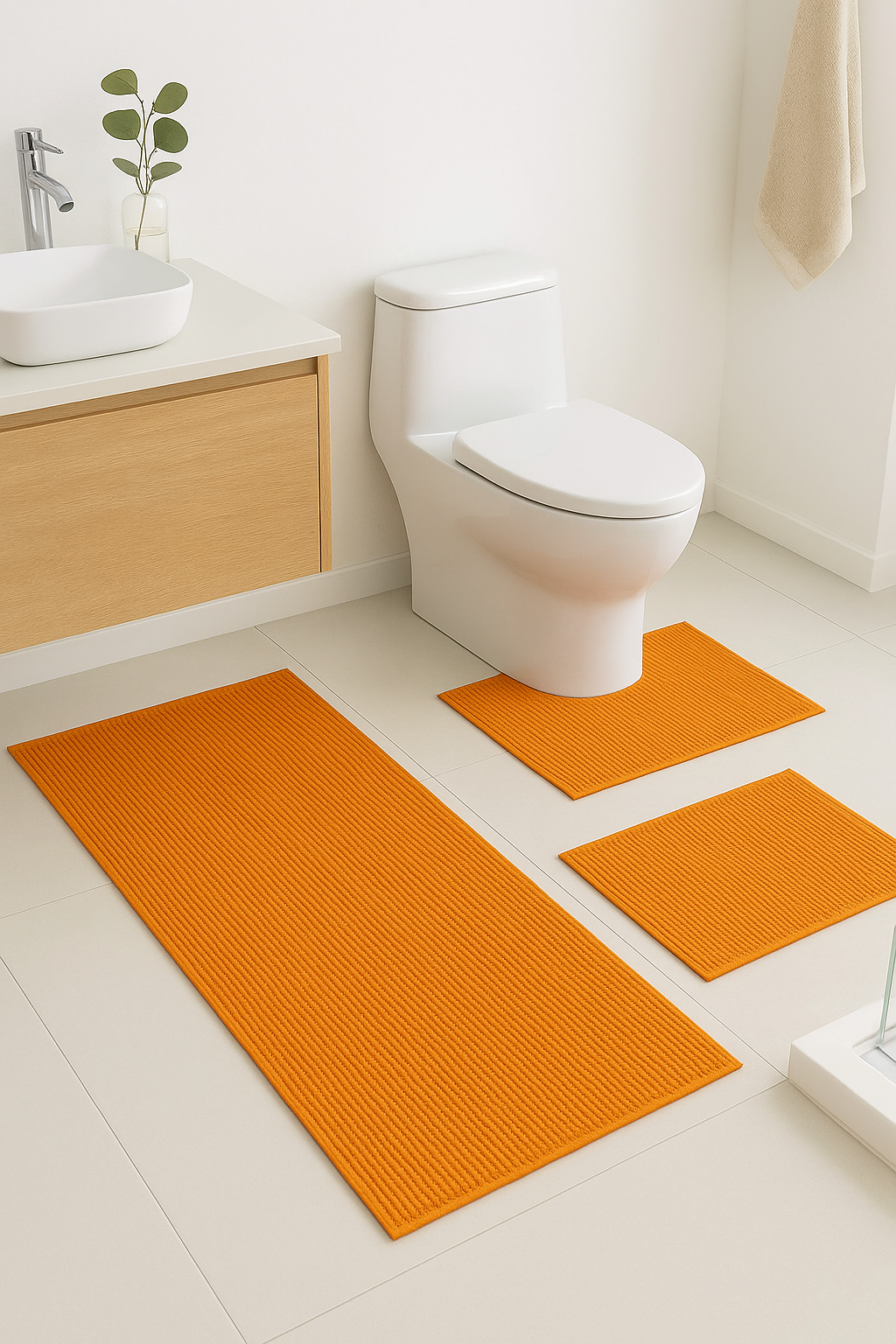 Tapis de bain lot 3 pvc antidérapant minimaliste - vue 3 sur 2