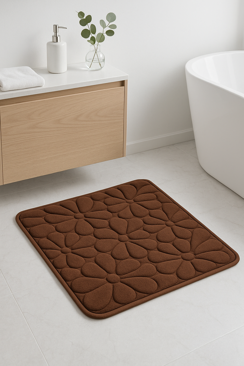 tapis de bain mémoire forme floral moderne absorbant - vue 2 sur 2
