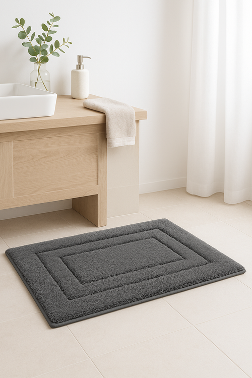 Tapis de bain microfibre antidérapant absorbant style velours - vue 2 sur 2