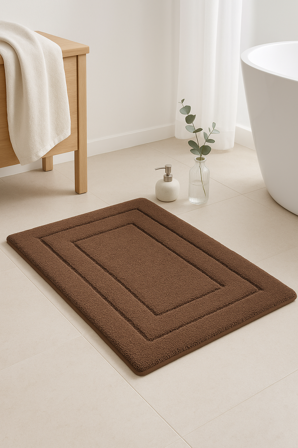 Tapis de bain microfibre antiderapant absorbant style velours - vue 3 sur 2