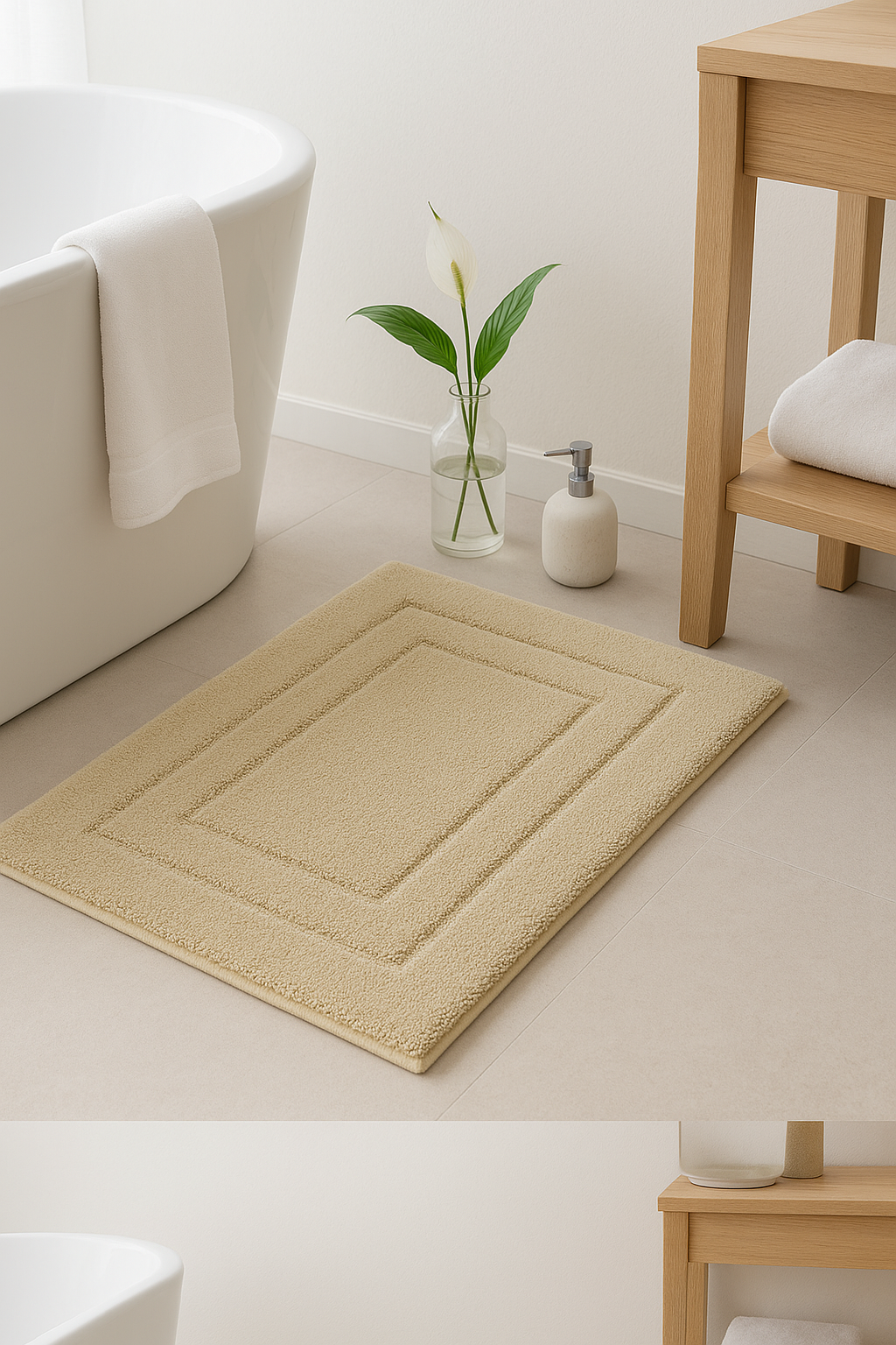 Tapis de bain microfibre antiderapant absorbant velours - vue 3 sur 2