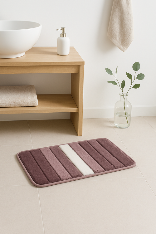tapis de bain microfibre antiderapant motif geometrique - vue 2 sur 2