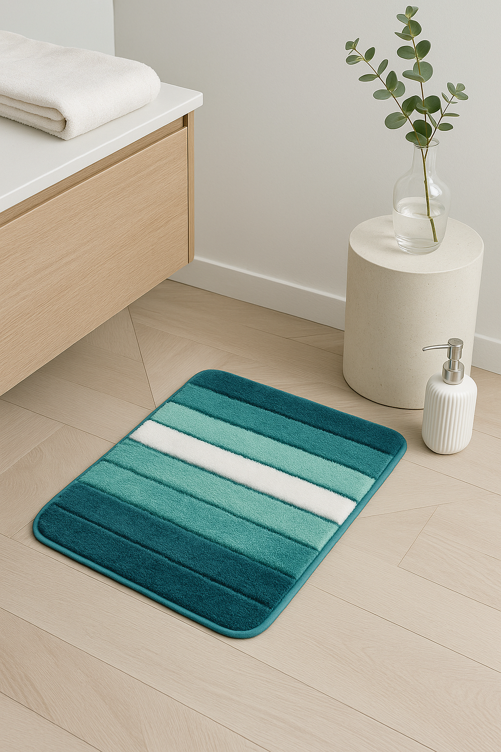 tapis de bain microfibre antiderapant motif geometrique moderne - vue 3 sur 2