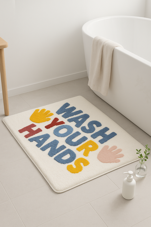 tapis de bain microfibre doux antiderapant raye moderne