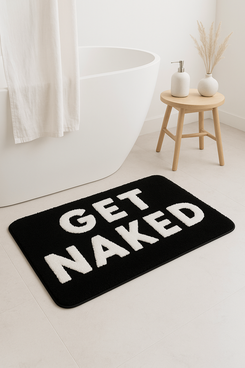 tapis de bain motif get naked shaggy épais - vue 2 sur 2
