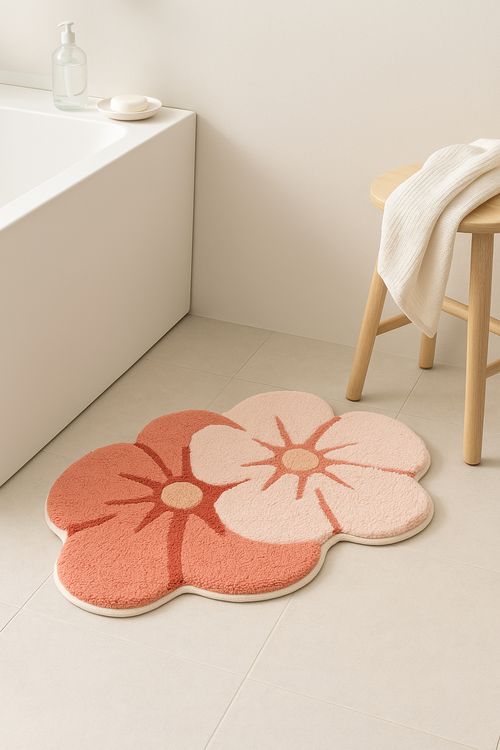 tapis de bain motif mousse floral doux antiderapant