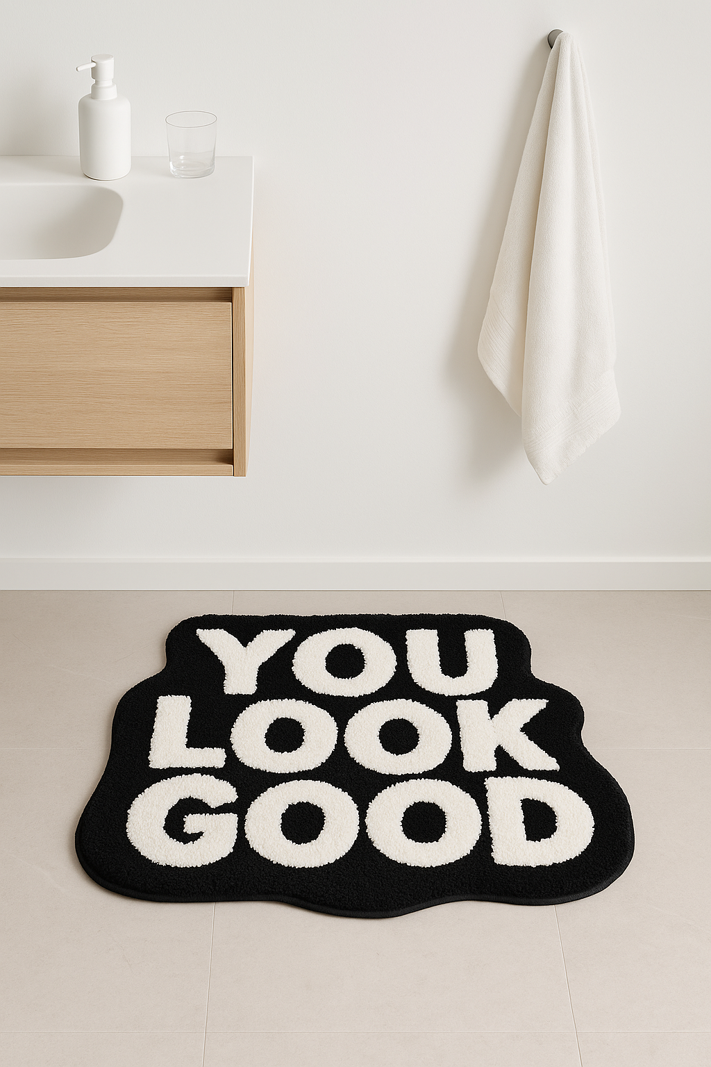tapis de bain motif texte amusant microfibre duveteux - vue 3 sur 2