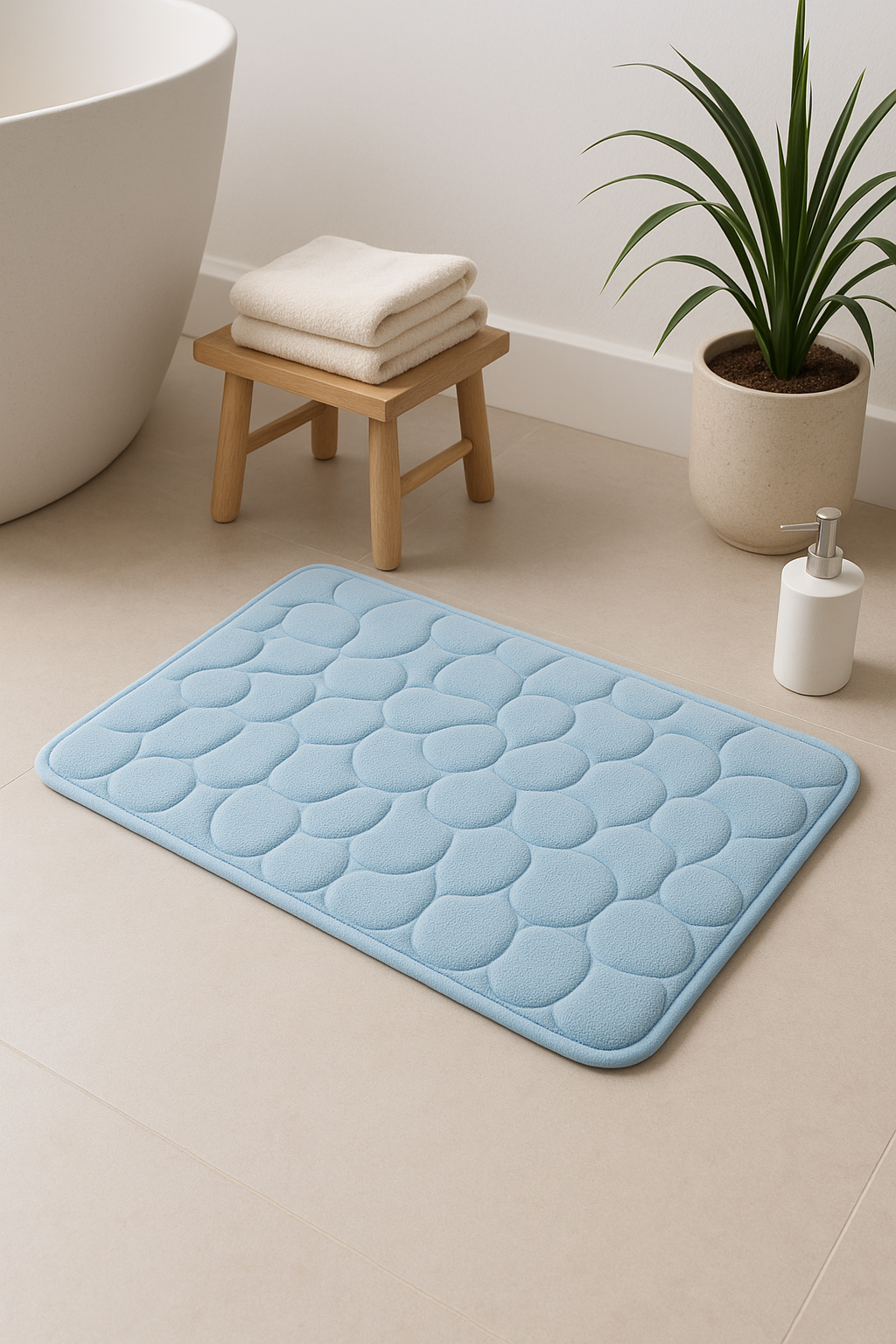 tapis de bain mousse memoire floral antiderapant microfiber