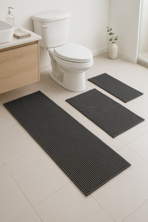Tapis de bain set trois pieces minimaliste antiderapant - vue 2 sur 2