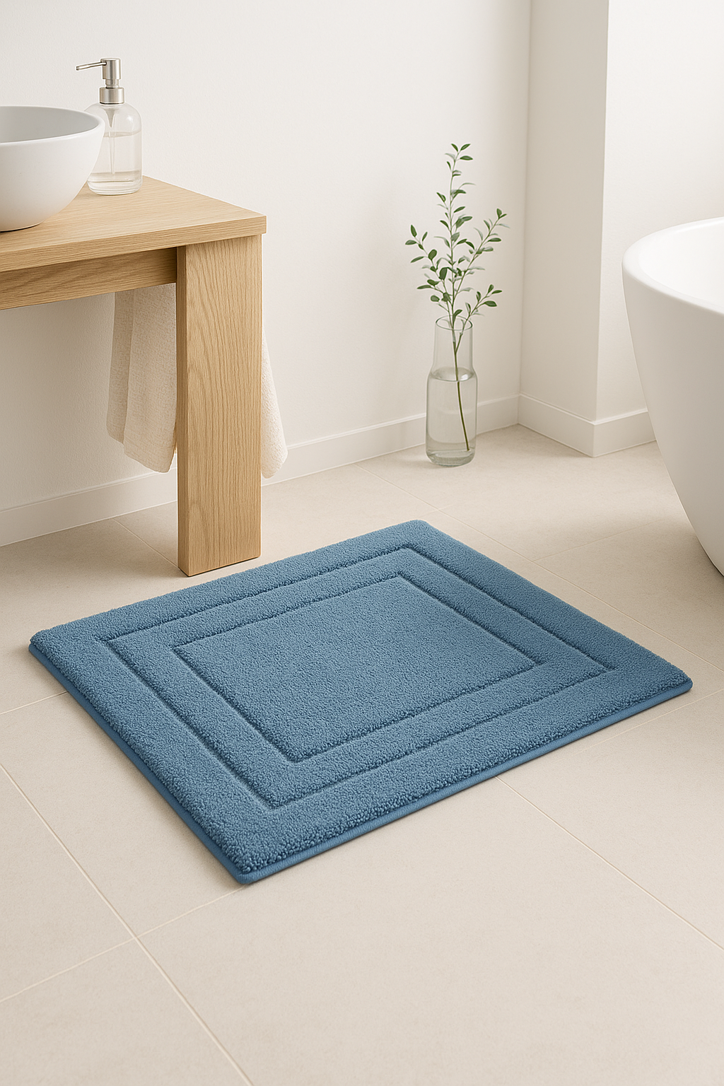 tapis de bain velours antidérapant absorbant double cadre - vue 3 sur 2