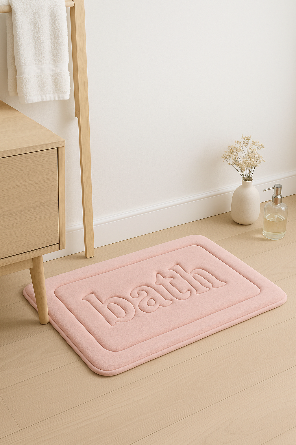 Tapis de bain velours gaufré floral antidérapant microfibre - vue 3 sur 2