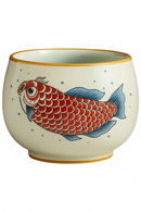Tasse a the style chinois motif arowana ceramique