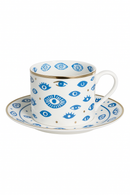 Tasse cafe porcelaine motif animal finition doree europe