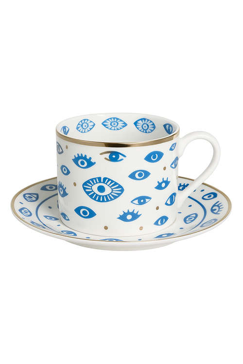 Tasse cafe porcelaine motif animal finition doree europe