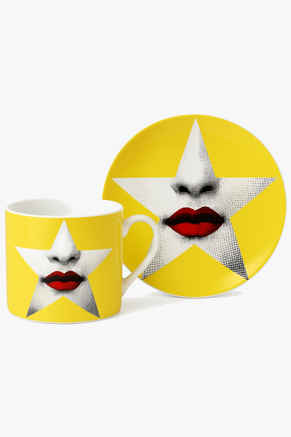 Tasse porcelaine fine motif visage italien bureau