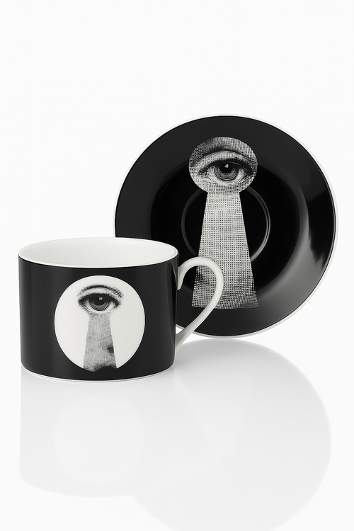 Tasse porcelaine fine visage italien design artistique bureau