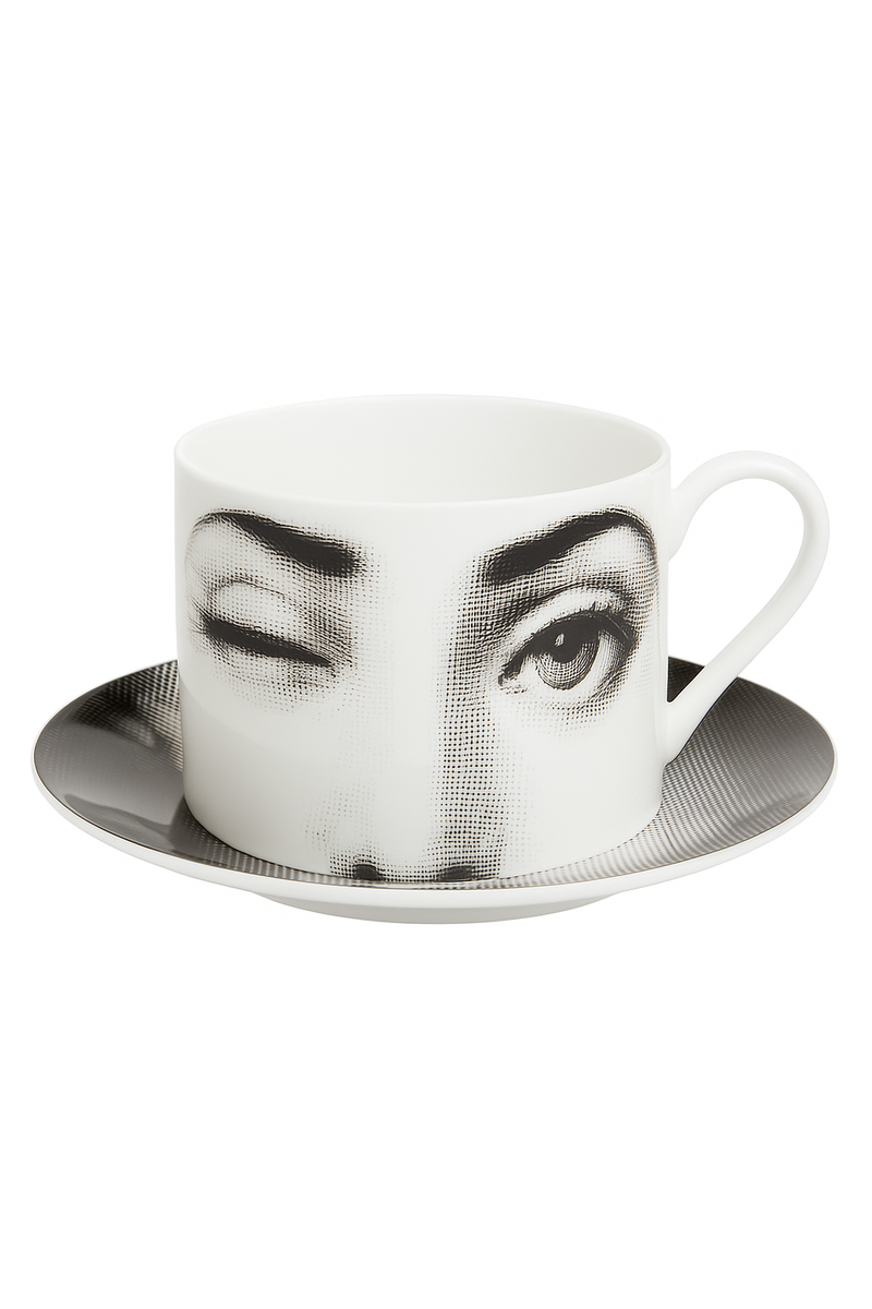Tasse porcelaine visage artistique avec soucoupe 270 ml