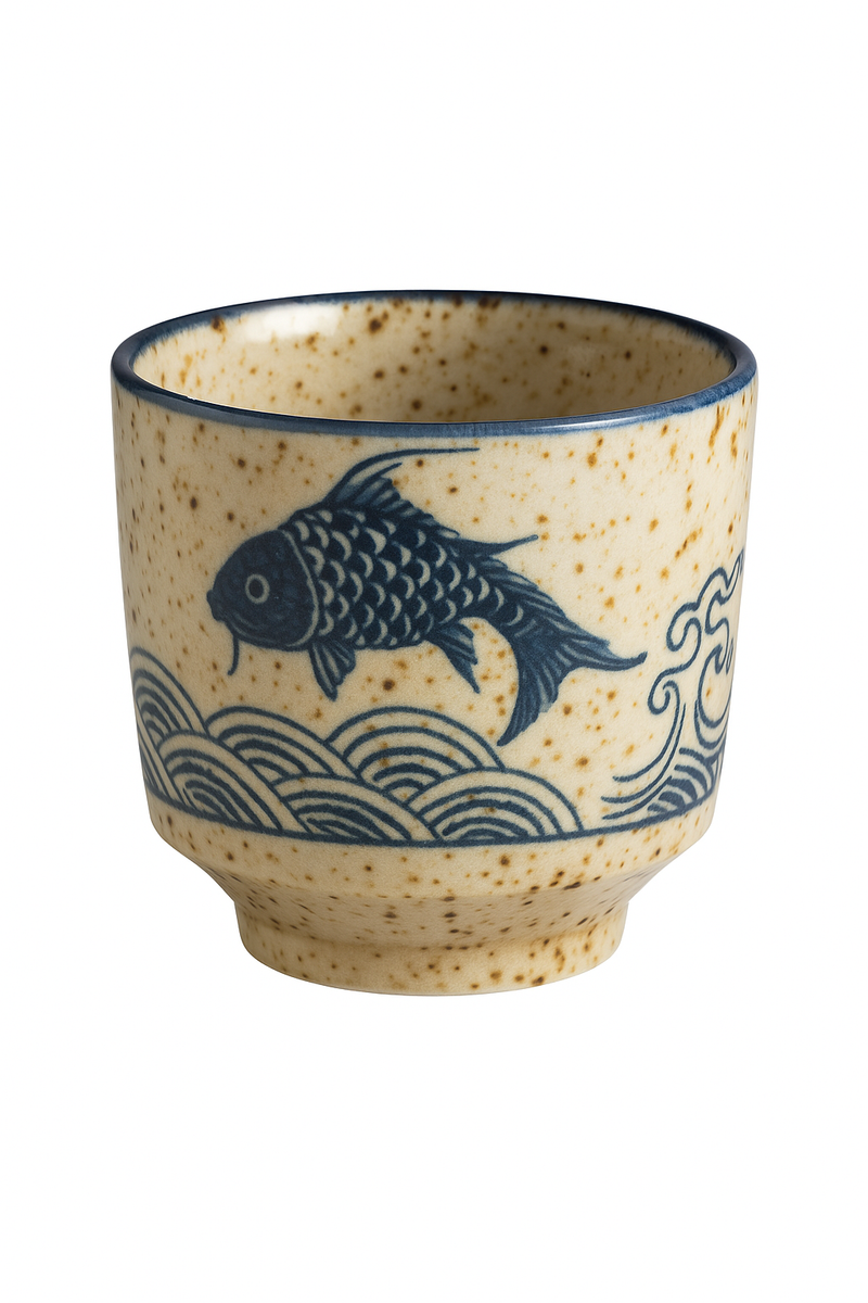 Tasse saké céramique yunomi japonaise peinte main traditionnelle