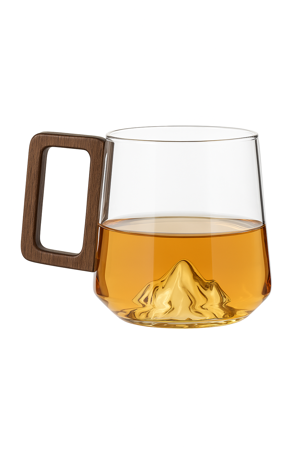 Tasse thé verre borosilicate poignée bois style minimal