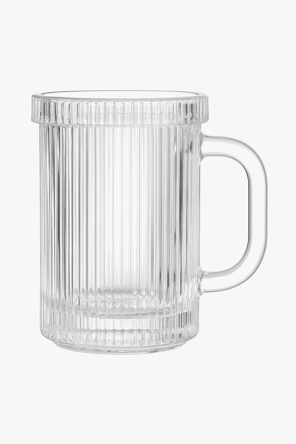 Tasse verre minimaliste avec couvercle et anse