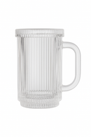 Tasse verre minimaliste avec couvercle et anse
