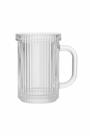 Tasse verre rayé nordique avec couvercle et anse