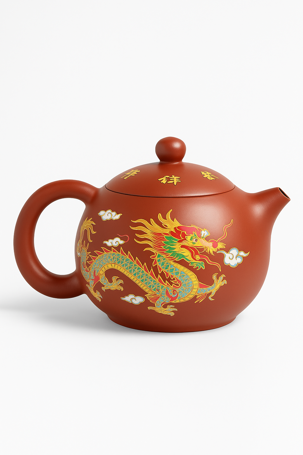 Theiere argile dragons phénix gongfu fait main