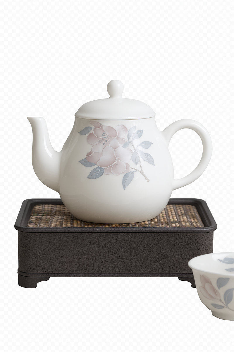 Théière céramique chinoise motifs floraux peints main 160ml