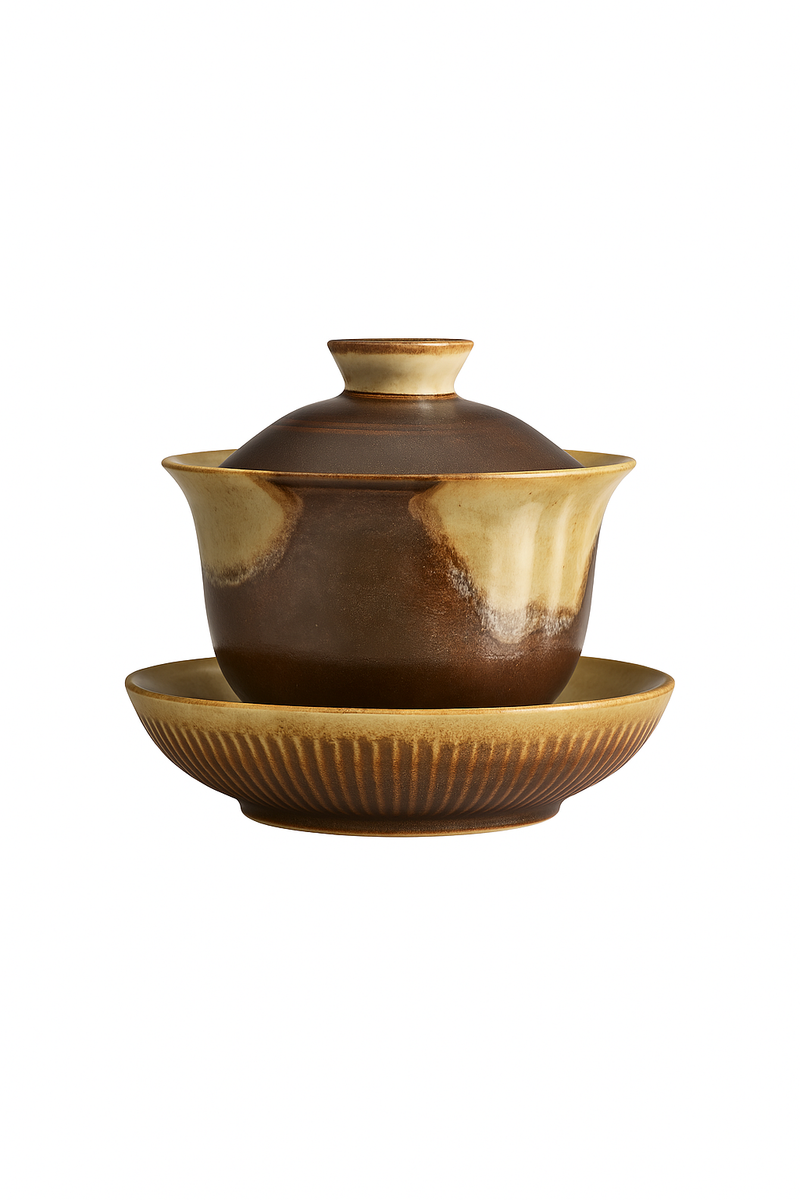Theiere ceramique style chinois retro bol couvercle artisanal