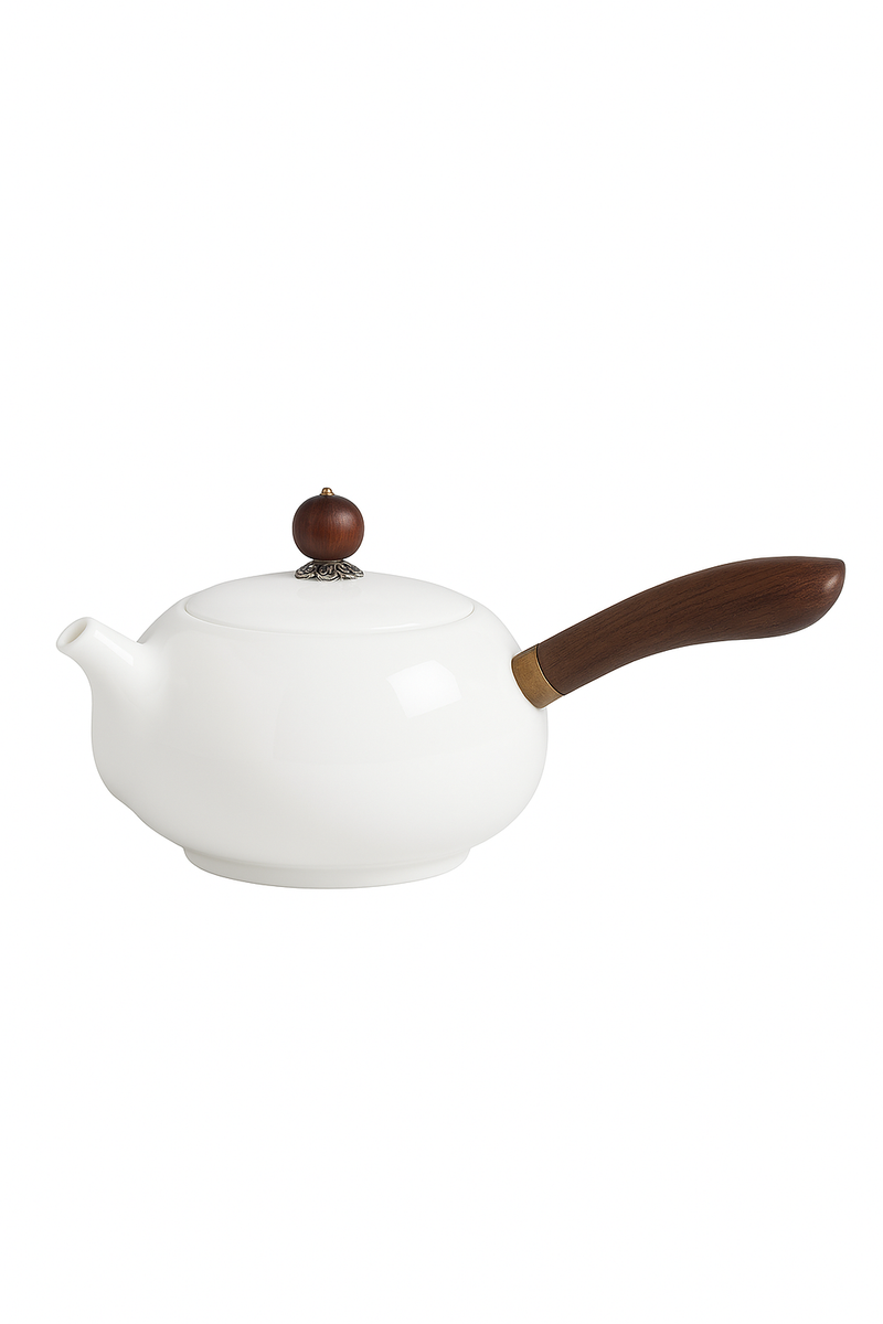 Théière dehua porcelaine poignée latérale style jade ancien