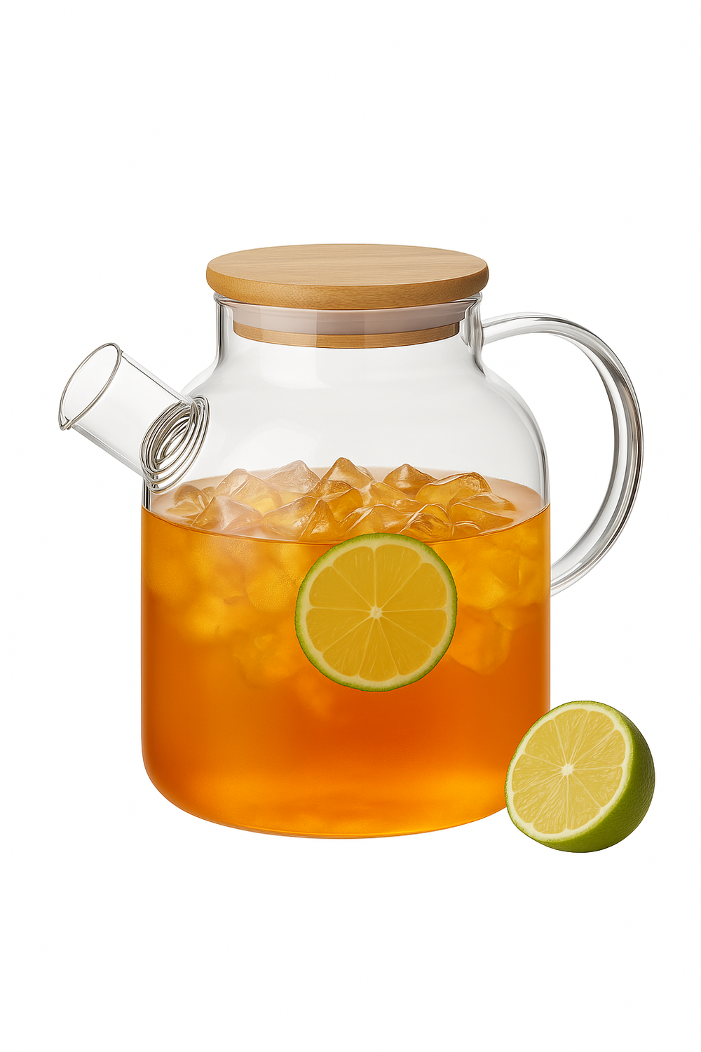 théière en verre avec filtre amovible couvercle bambou